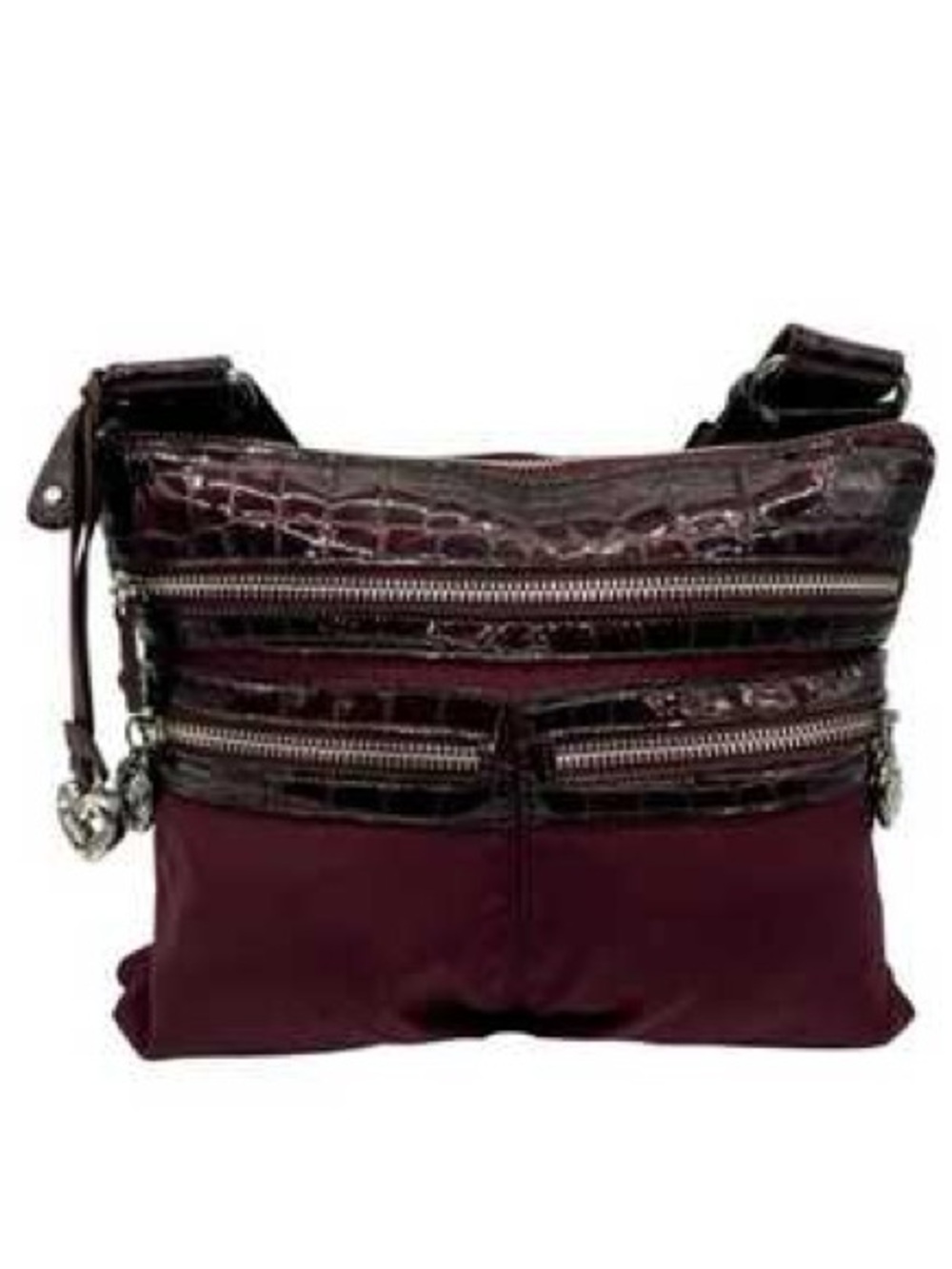 Brighton Y2K maroon croc embossed leather crossbody bag